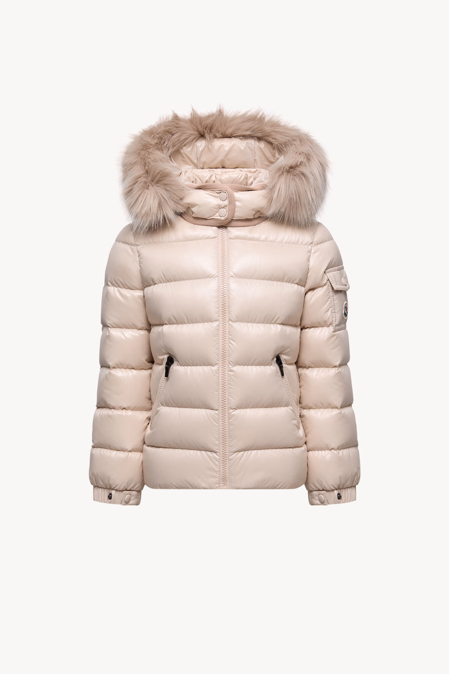 Badyf Hooded Faux Fur-Trimmed Down Jacket Girl Light Beige Moncler 0